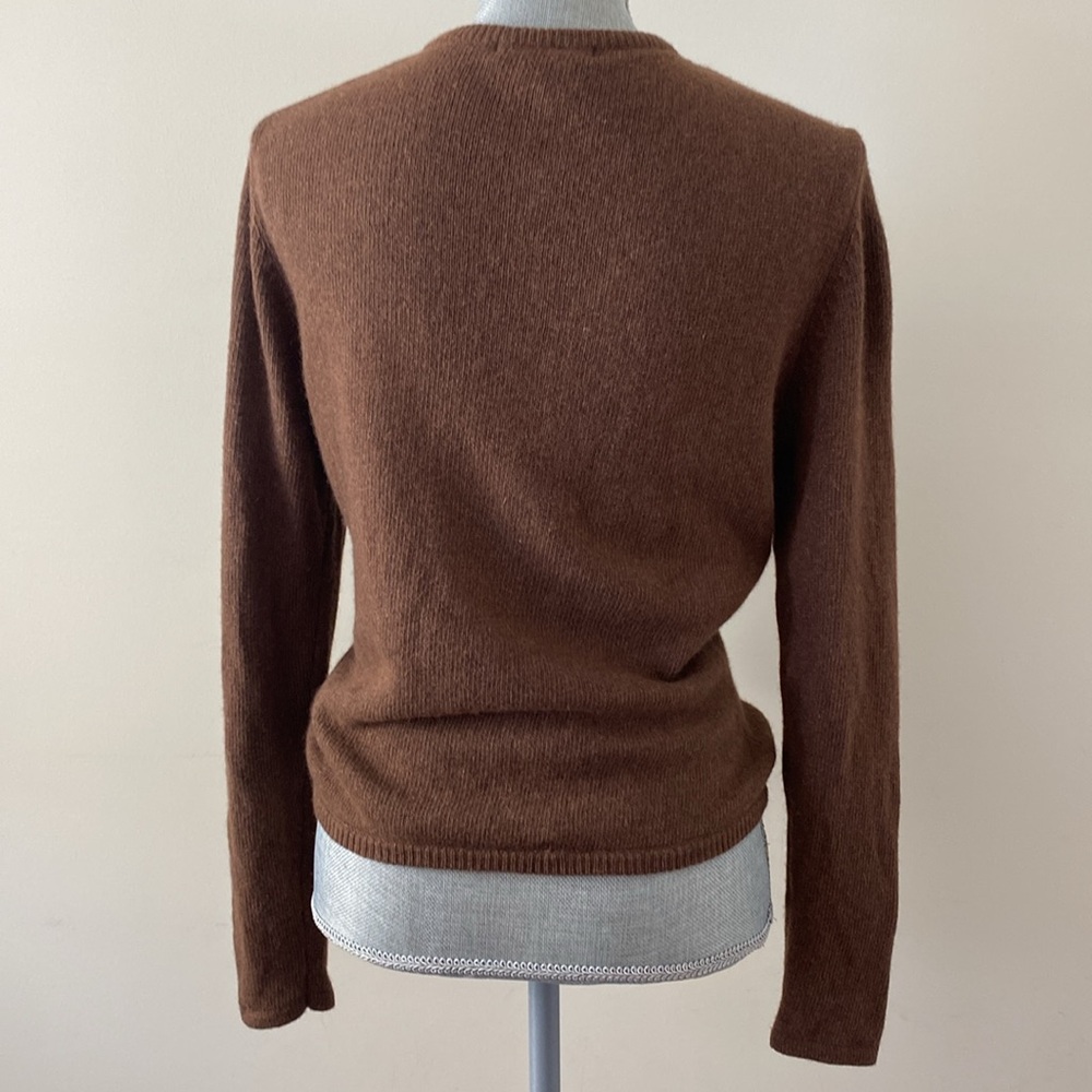 Isabella Bird Ballet Wrap Tie Front Cashmere Cardigan Sweater Brown Size Medium - Picture 7 of 13